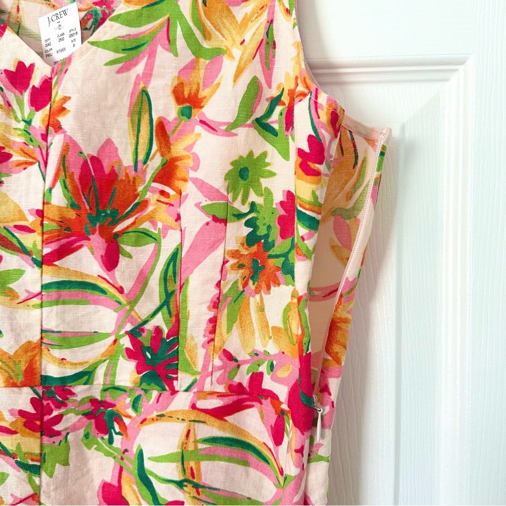 J. Crew NWT Floral Peplum Linen Cotton Sleeveless Top Blouse - Picture 6 of 7